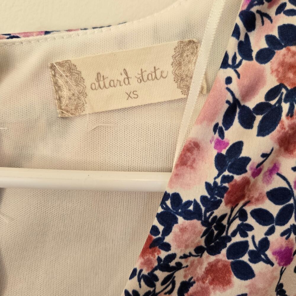 Altar'd State Antoine Dress Long Sleeve Satin Floral Fairy Boho Feminine Sz XS - Picture 3 of 12
